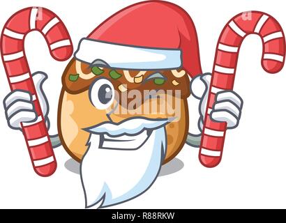 Santa mit Süßigkeiten takoyaki Form in Kugeln ein Cartoon Stock Vektor
