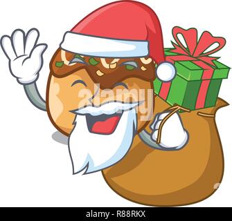 Weihnachtsmann mit Geschenk takoyaki Form in Kugeln ein Cartoon Stock Vektor
