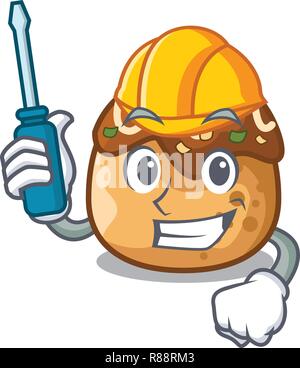 Automotive takoyaki Form in Kugeln ein Cartoon Stock Vektor