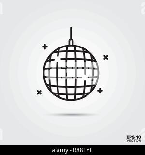 Disco Kugel Symbol Leitung Vector Illustration. Nachtleben und Unterhaltung Symbol. Stock Vektor