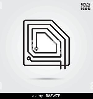 NFC-Antenne chip Symbol Leitung. Elektronisches Bauteil vektor Symbol. Stock Vektor