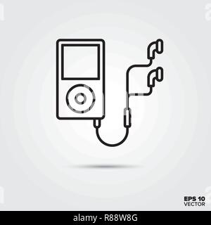 Tragbarer MP3-Player Symbol Leitung Vector Illustration. Medien und Unterhaltung Symbol. Stock Vektor