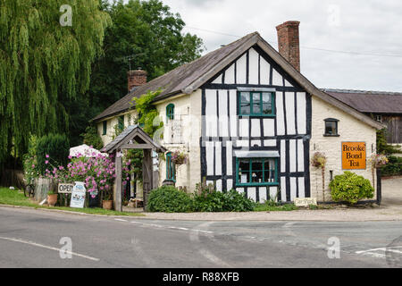 Der Vogel auf dem Felsen Kaffee Zimmer (zuvor Rocke Cottage), Clungunford, Craven Arms, Shropshire, Großbritannien. Eine beliebte traditionelle englische Teestand und Cafe Stockfoto