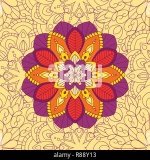 Doodles Mandala nahtlose Muster, florale Elemente, dekorative Verzierung. Wiederholen Sie Muster Hintergrund. Arabische, asiatische, osmanische Motive. Hand Vector Illustration gezeichnet Stock Vektor