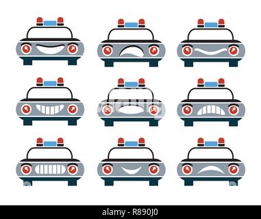 Emoji emoticon Ausdruck Symbole im Stil Auto Gesicht Symbole Grafiken Piktogramm Spaß Menschen Lächeln Bild Stock Vektor