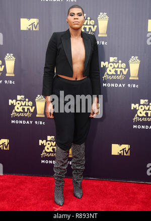 SANTA MONICA, Los Angeles, CA, USA - 16. Juni: EJ Johnson an der 2018 MTV Movie und TV Auszeichnungen bei Barker Hangar am Juni 16, 2018 in Santa Monica, Los Angeles, Kalifornien, Vereinigte Staaten. (Foto von Xavier Collin/Image Press Agency) Stockfoto