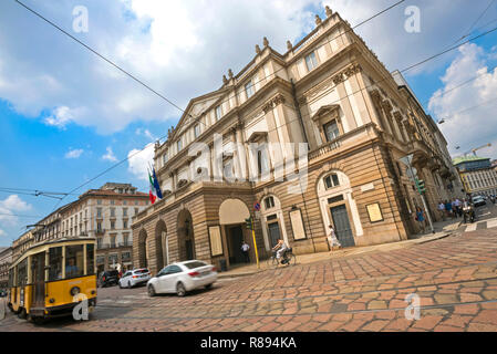 Horizontale Ansicht von La Scala in Mailand, Italien. Stockfoto