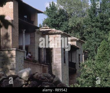 VISTA DEL PALACIO DE CARLOS V-SIGLO XVI. Lage: Monasterio. CACERES. Spanien. Stockfoto