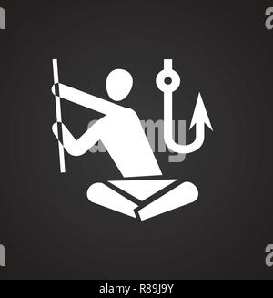 Camping angeln Symbol auf schwarzem Hintergrund für Grafik- und Webdesign, modernen einfachen Vektor unterzeichnen. Internet Konzept. Trendy Symbol für Web site Design Wir Stock Vektor