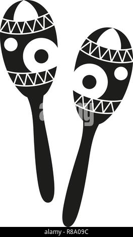 Schwarze und weiße maracas Silhouette. Stock Vektor