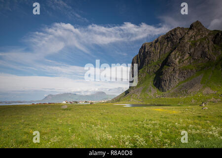 Schöne Landschaft von eggum Bereich in Lofoten. Sommer in Norwegen. Stockfoto