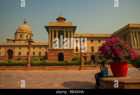 Britische Architektur,Block, zentrales Sekretariat, Architect-Lutyen, New Delhi, Indien. Stockfoto