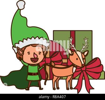 Elf mit Rentier avatar Charakter Stock Vektor