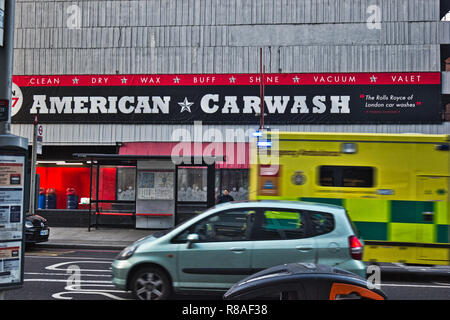 Amerikanische Carwash Firma in Great Eastern Street, London, England Stockfoto