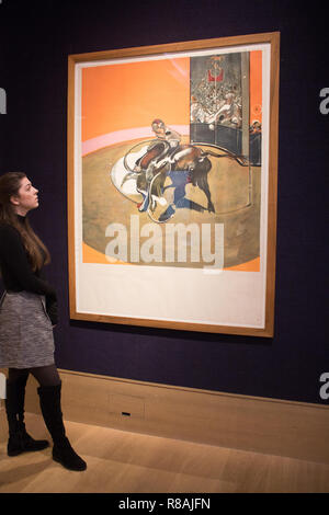 Bonhams London UK. 14. Dezember 2018. Bonhams druckt und vielfachen Verkauf vor Weihnachten, am 18. Dezember. Bild: Étude pour une Corrida von Francis Bacon (1909-1992). Schätzung: £ 30,000-50,000. Credit: Amer ghazzal/Alamy leben Nachrichten Stockfoto