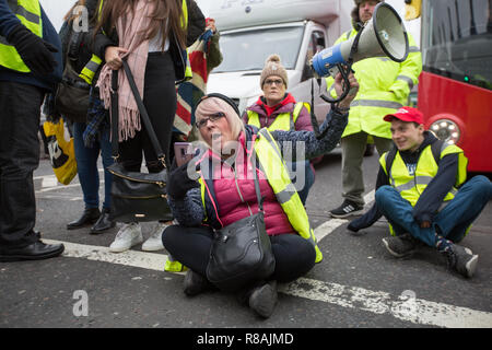 London, Großbritannien. 14. Dezember, 2018. Pro Wesminster Brexit Demonstranten blockieren Brücke und März dem Parlament tragen Hi-vis Gelb erinnert an die jüngsten französischen Proteste Credit G. C. W/Alamy leben Nachrichten Stockfoto