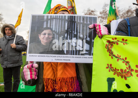 London, Großbritannien. 14. Dez 2018. Kurdische Demonstranten außerhalb des Parlaments zeigen ihre Solidarität mit denjenigen im Hungerstreik wie Leyla Guven Credit: George Cracknell Wright/Alamy leben Nachrichten Stockfoto