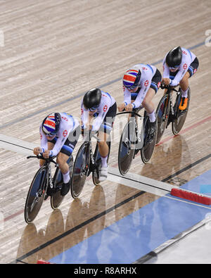 London, Großbritannien. 14. Dez 2018. ARCHIBALD, Dickinson, EVANS N. und KENNY L. während Tissot UCI Track Cycling World Cup IV bei Lee Valley VeloPark am Freitag, den 14. Dezember 2018. LONDON ENGLAND. (Nur redaktionelle Nutzung, eine Lizenz für die gewerbliche Nutzung erforderlich. Keine Verwendung in Wetten, Spiele oder einer einzelnen Verein/Liga/player Publikationen.) Credit: Taka Wu/Alamy leben Nachrichten Stockfoto