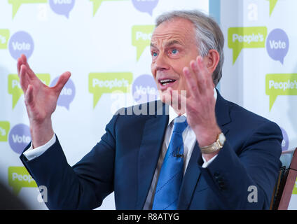 London, Großbritannien. 14 Dez, 2018. Der ehemalige britische Premierminister Tony Blair liefert eine Rede über Brexit in einer Veranstaltung in London, Großbritannien, am Dez. 14, 2018. Tony Blair, ein starker Verfechter von Großbritannien in der EU, sagte in einer Rede Freitag würde es bald eine Mehrheit im britischen Parlament für ein zweites Referendum über die EU-Mitgliedschaft. Quelle: Xinhua/Alamy leben Nachrichten Stockfoto