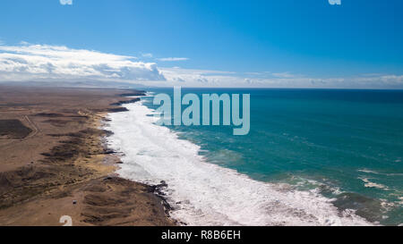 Luftaufnahme von der Westküste von Fuerteventura Kanarische Stockfoto