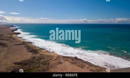 Luftaufnahme von der Westküste von Fuerteventura Kanarische Stockfoto