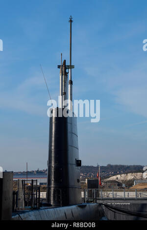 HMS Ozelot (S17), dem Britischen Oberon klasse u-Boot nun auf der Chatham Historic Dockyard, wo sie im Jahr 1962 ins Leben gerufen wurde Stockfoto