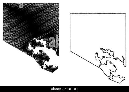 Baltimore City (USA Städte, Vereinigte Staaten von Amerika, usa Stadt) Karte Vektor-illustration, kritzeln Skizze der Stadt Baltimore Karte anzeigen Stock Vektor