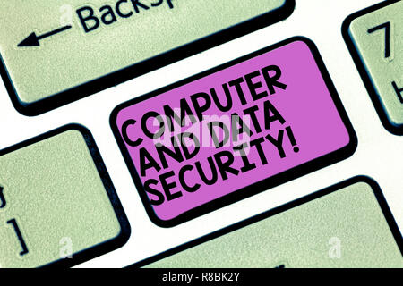 Konzeptionelle Hand schreiben mit Computer- und Datensicherheit. Business foto Präsentation Online Software Sicherheit Passwortschutz Tastatur Intentio Stockfoto