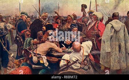 'Cossacks' Antwort auf die Sultan (Zaporozhtsy)', c 1890, (1939). Schöpfer: Il'ya anheften. Stockfoto