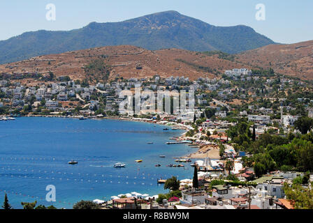 Blick über Turkbuku Resort in der Nähe von Bodrum in der Türkei. Stockfoto