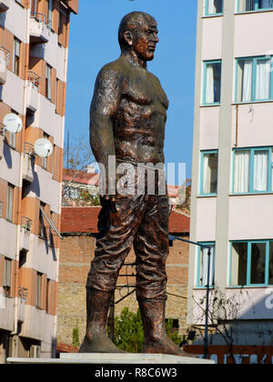 Tekirdag, Türkei - November 20, 2011. Statue zum Gedenken an Öl wrestler Huseyin Pehlivan in Tekirdag. Stockfoto