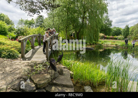 Besucher der Alten Pfarrhaus, Quinton, Northamptonshire, Großbritannien; von Anoushka Feiler entworfen, die Gärten waren offen im Rahmen der Nationalen Garten. Stockfoto