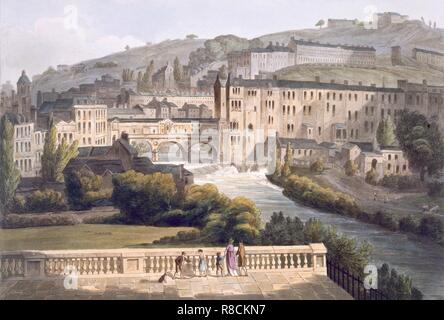 Pulteney Bridge, Pub. 1806. Schöpfer: John Claude Nattes (1765-1822). Stockfoto