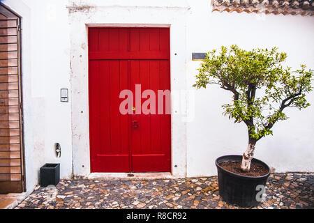 Lissabon, Portugal - Nov 1, 2018: die Eingangstür des Hauses im alten Haus der historischen Viertel in Lissabon, Portugal. Stockfoto