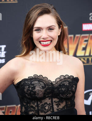 HOLLYWOOD, Los Angeles, CA, USA - 23. April: Elizabeth Olsen bei der Weltpremiere von Disney und Marvel's 'Avengers: Infinity Krieg" am El Capitan Theatre, Dolby Theater und TCL Chinese Theater IMAX am 23. April 2018 in Hollywood, Los Angeles, Kalifornien, USA. (Foto von Xavier Collin/Image Press Agency) Stockfoto