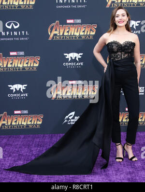 HOLLYWOOD, Los Angeles, CA, USA - 23. April: Elizabeth Olsen bei der Weltpremiere von Disney und Marvel's 'Avengers: Infinity Krieg" am El Capitan Theatre, Dolby Theater und TCL Chinese Theater IMAX am 23. April 2018 in Hollywood, Los Angeles, Kalifornien, USA. (Foto von Xavier Collin/Image Press Agency) Stockfoto