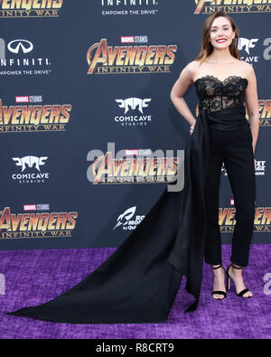 HOLLYWOOD, Los Angeles, CA, USA - 23. April: Elizabeth Olsen bei der Weltpremiere von Disney und Marvel's 'Avengers: Infinity Krieg" am El Capitan Theatre, Dolby Theater und TCL Chinese Theater IMAX am 23. April 2018 in Hollywood, Los Angeles, Kalifornien, USA. (Foto von Xavier Collin/Image Press Agency) Stockfoto