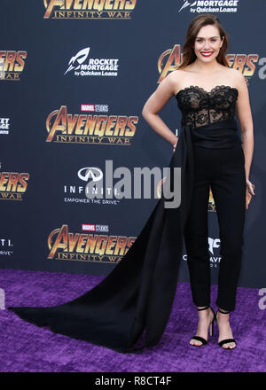 HOLLYWOOD, Los Angeles, CA, USA - 23. April: Elizabeth Olsen bei der Weltpremiere von Disney und Marvel's 'Avengers: Infinity Krieg" am El Capitan Theatre, Dolby Theater und TCL Chinese Theater IMAX am 23. April 2018 in Hollywood, Los Angeles, Kalifornien, USA. (Foto von Xavier Collin/Image Press Agency) Stockfoto