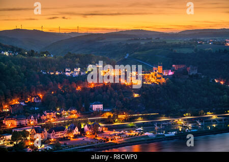 Burg Rheinfels über den Rhein in Sankt Goar, Deutschland Stockfoto