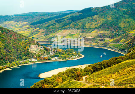 Reichenstein Burg im Mittelrheintal, Deutschland Stockfoto