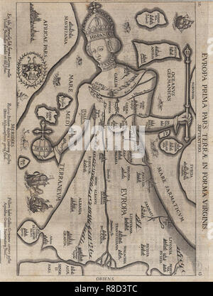 Europa Prima Pars Terrae in Forma Virginis (Europa in der Form einer Königin), 1581. Stockfoto