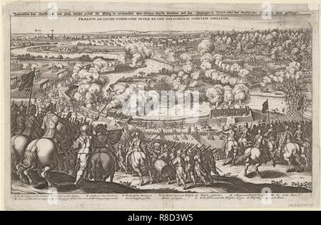 Treffen in der Nähe von Regen durch den Lech am 5. April 1632. Gustaphus Adolphus zwingt den Lech, 16 bis Kreuz Stockfoto