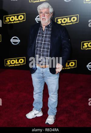 HOLLYWOOD, Los Angeles, CA, USA - 10. Mai: George Lucas an der Los Angeles Premiere von Disney Pictures und Lucasfilm's 'Solo: ein Star Wars Story' am El Capitan Theatre am 10. Mai 2018 in Hollywood, Los Angeles, Kalifornien, Vereinigte Staaten. (Foto von Xavier Collin/Image Press Agency) Stockfoto