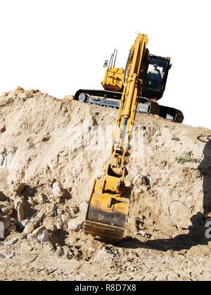 Bagger Graben auf einer Baustelle Stockfoto