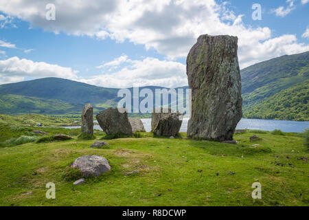 Uragh Steinkreis im den Gleninchaquin Park, Irland Stockfoto