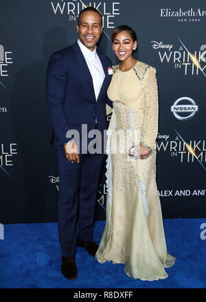 HOLLYWOOD, Los Angeles, CA, USA - 26. Februar: DeVon Franklin, Meagan Good bei der Weltpremiere von Disney's "A Wrinkle In Time" am El Capitan Theatre am Februar 26, 2018 in Hollywood, Los Angeles, Kalifornien, Vereinigte Staaten. (Foto von Xavier Collin/Image Press Agency) Stockfoto