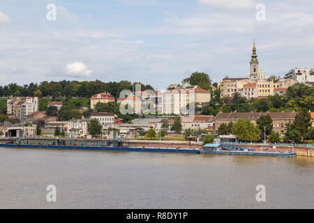 Belgrad, Serbien - 16. August 2014: Historisches Zentrum von Belgrad. Ufer der Sava und der Altstadt. Stockfoto