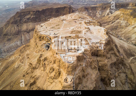 Masada Festung im südlichen Bezirk von Israel Tote Meer südlichen Bezirk von Israel. Alte jüdische Festung des Römischen Reiches auf einem Ro Stockfoto