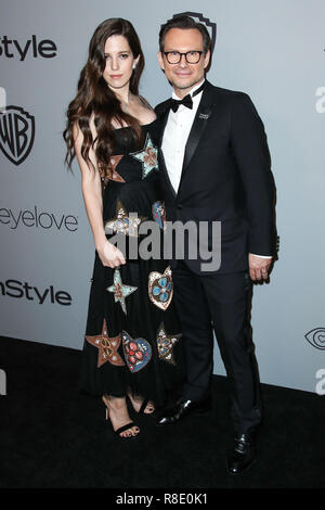 BEVERLY HILLS, Los Angeles, CA, USA - Januar 07: Bretagne Lopez, Christian Slater am 2018 InStyle und Warner Bros. Bilder Golden Globe Awards nach Partei hielt Im Beverly Hilton Hotel am 7. Januar 2018 in Beverly Hills, Los Angeles, Kalifornien, Vereinigte Staaten. (Foto von Xavier Collin/Image Press Agency) Stockfoto