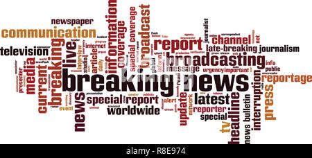 Breaking News word cloud Konzept. Vector Illustration Stock Vektor